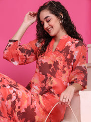 Women Designer Orange Flared Dress