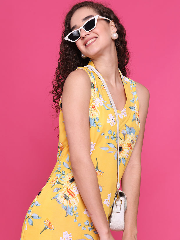 Women Designer Yellow Flared Dress