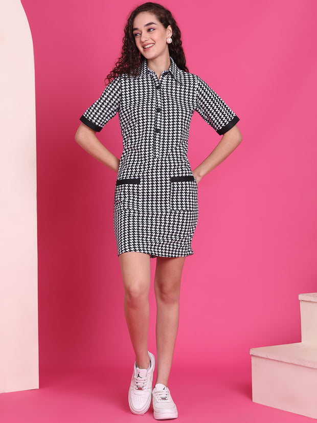 Women A-line Black Above Knee/Mid Thigh Length Dress