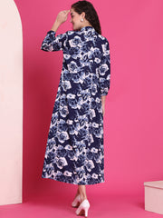 Women A-line Dark Blue Midi/Calf Length Dress