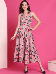 Women Designer Peach Flared Dress