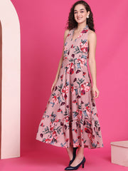 Women Designer Peach Flared Dress