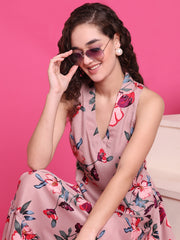 Women Designer Peach Flared Dress