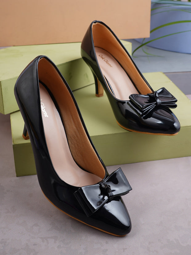 Get Glamr Women Black Solid Pumps