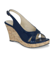 Women Blue Solid Wedge Sandals