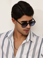 Classic Black UV-Protected Gradient Square Sunglasses for Unisex