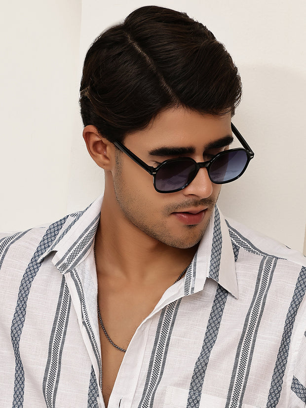 Classic Black UV-Protected Gradient Square Sunglasses for Unisex
