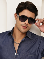 Unisex Black Square Sunglasses with UV Protection