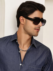 Unisex Black Square Sunglasses with UV Protection