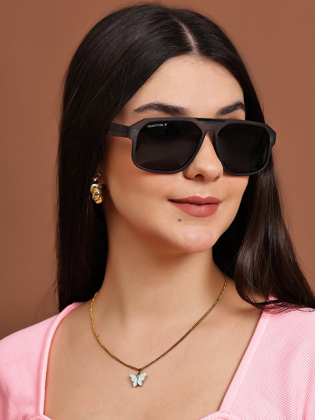 Grey Aviator Square Polarized Sunglasses for Men & Women