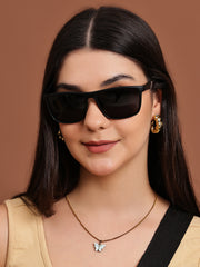 Black Tinted Rectangular UV-Protected Sunglasses for Men & Women