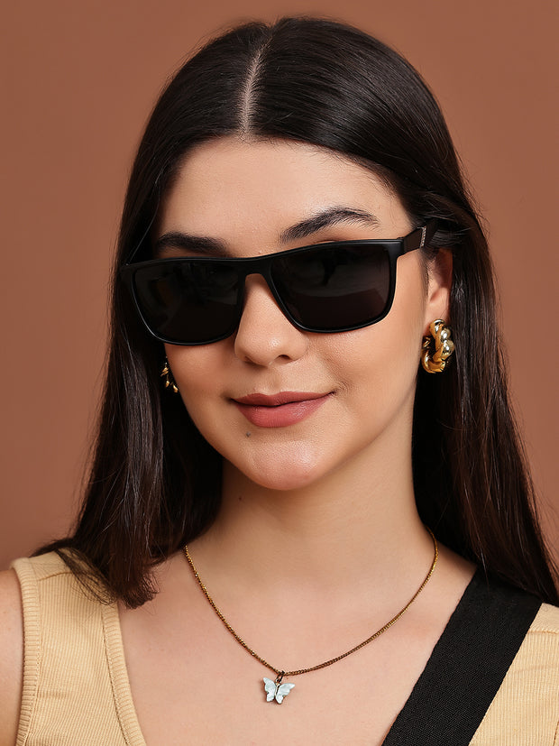 Black Tinted Rectangular UV-Protected Sunglasses for Men & Women