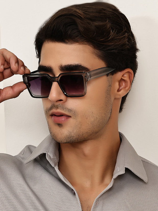 Grey Square Sunglasses With UV Lenses For Unisex