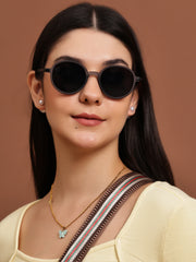 Unisex Grey Round Sunglasses with UV Protection