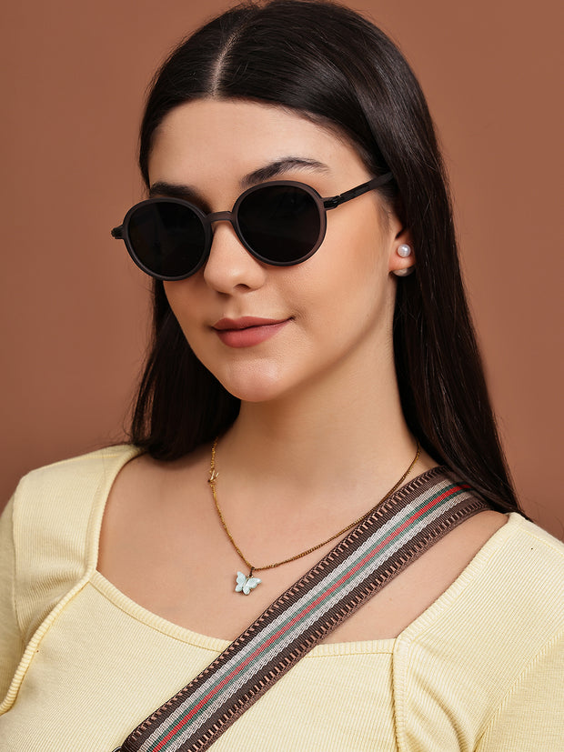 Unisex Grey Round Sunglasses with UV Protection
