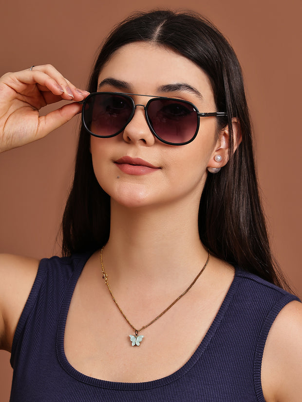 Stylish Full-Rim Grey Aviator Sunglasses