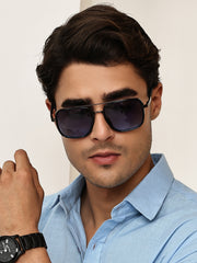 Blue & Black Square UV-Protected Sunglasses