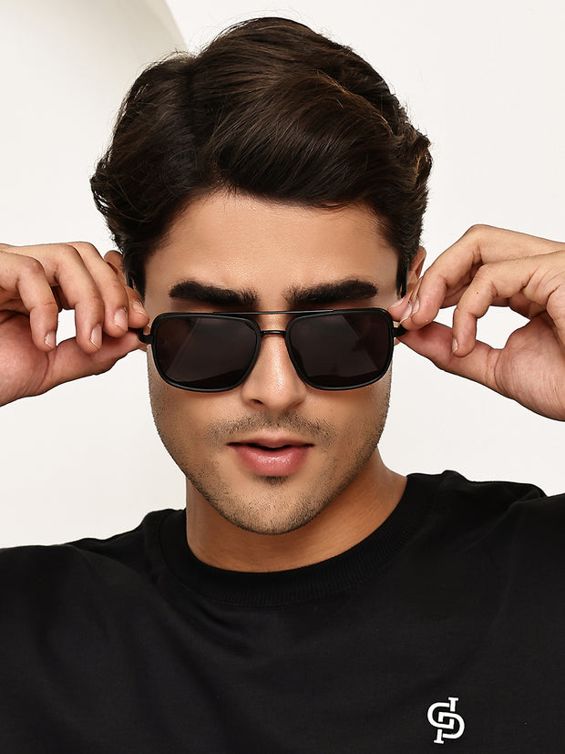 Black & Red Square UV-Protected Sunglasses