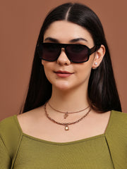 Unisex Black Square Sunglasses with UV Protection