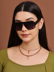 Unisex Black Square Sunglasses with UV Protection