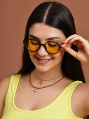 Unisex Yellow Round Sunglasses with UV Protection