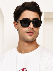 Black Tinted Rectangular UV-Protected Sunglasses for Men & Women