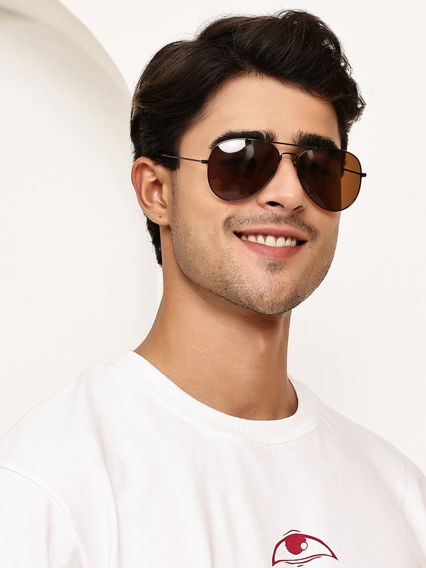 Unisex Brown Polorized Aviator Sunglasses