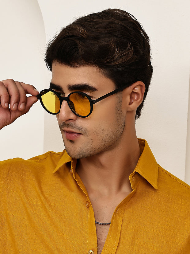 Classic Yellow UV-Protected Gradient Square Sunglasses for Unisex
