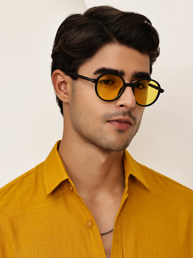 Classic Yellow UV-Protected Gradient Square Sunglasses for Unisex