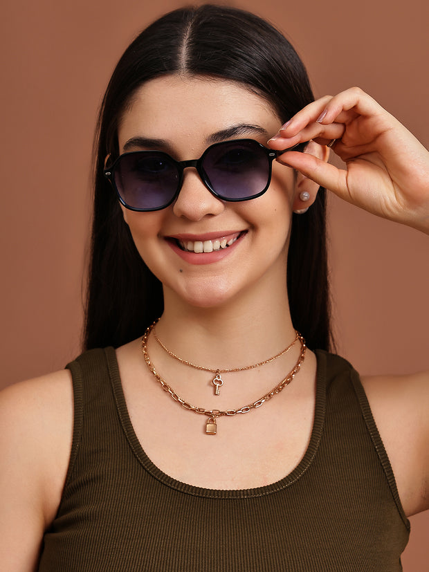 Classic Blue UV-Protected Gradient Square Sunglasses for Unisex