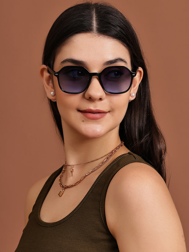 Classic Blue UV-Protected Gradient Square Sunglasses for Unisex