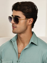Unisex Gold Polorized Aviator Sunglasses