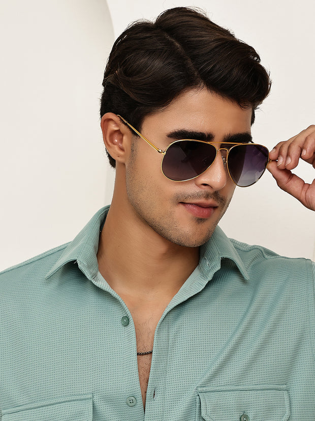 Unisex Gold Polorized Aviator Sunglasses