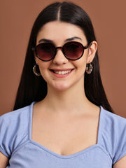 Unisex Brown Round Sunglasses with UV Protection