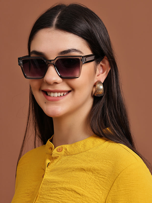 Grey Square Sunglasses With UV Lenses For Unisex