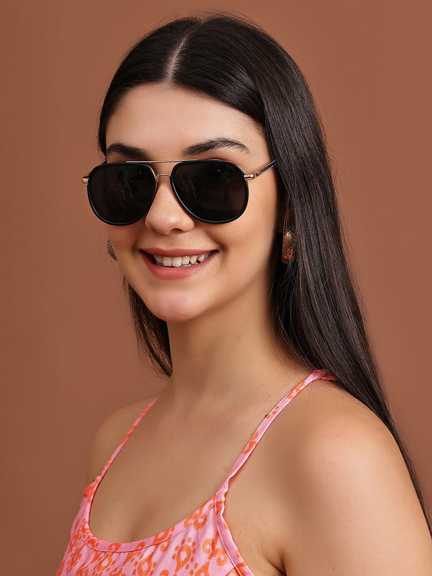 Stylish Unisex Gold & Blue  Aviator Sunglasses