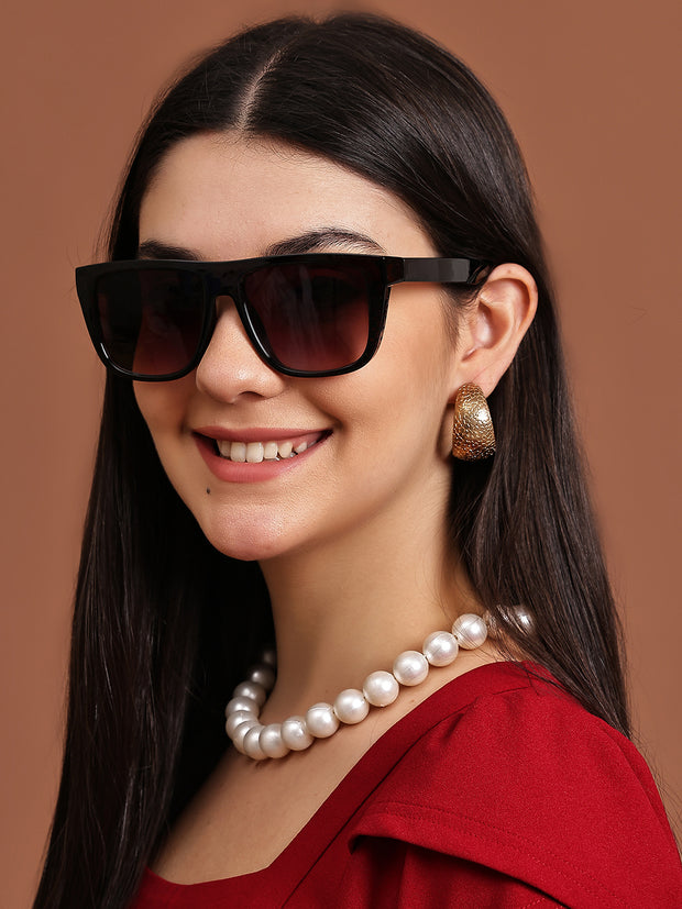 Brown Square Sunglasses with UV Protection