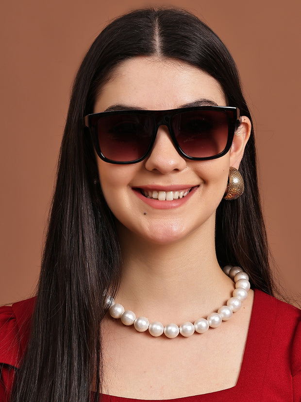 Brown Square Sunglasses with UV Protection