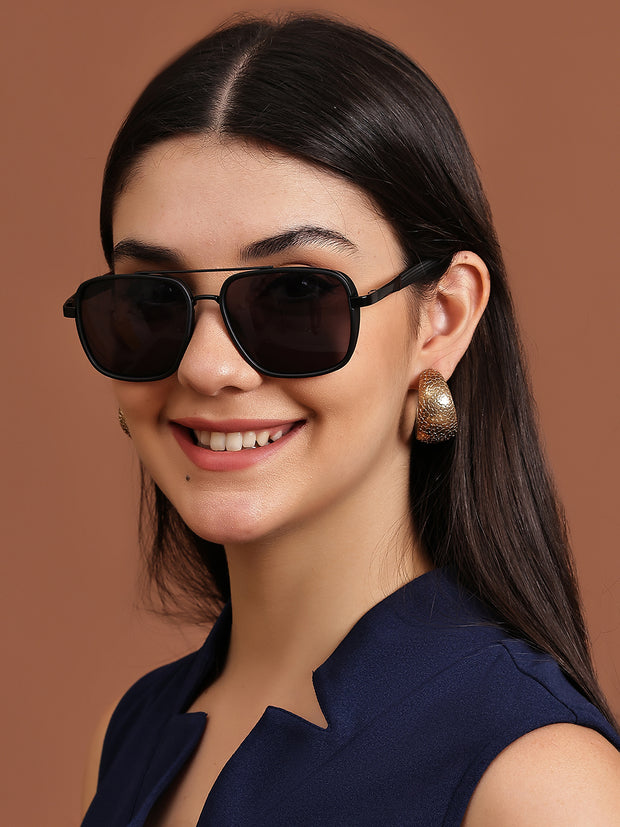 Black & Red Square UV-Protected Sunglasses