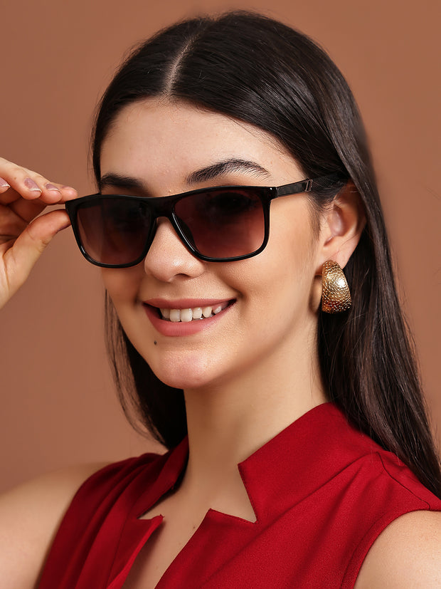 Unisex Black Rectangular Sunglasses with UV Protection