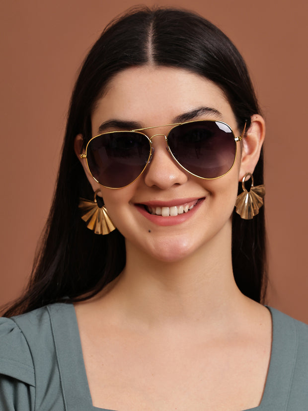 Unisex Gold Polorized Aviator Sunglasses