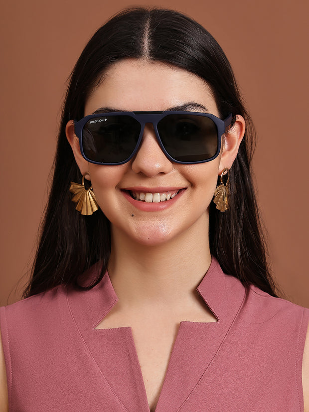 Blue Aviator Square Polarized Sunglasses for Men & Women