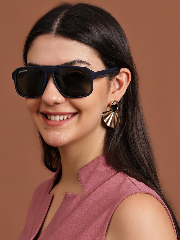Blue Aviator Square Polarized Sunglasses for Men & Women