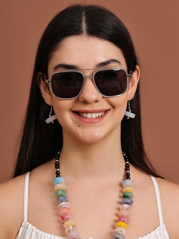 Silver Square UV-Protected Sunglasses