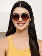 Stylish Unisex Brown Aviator Sunglasses