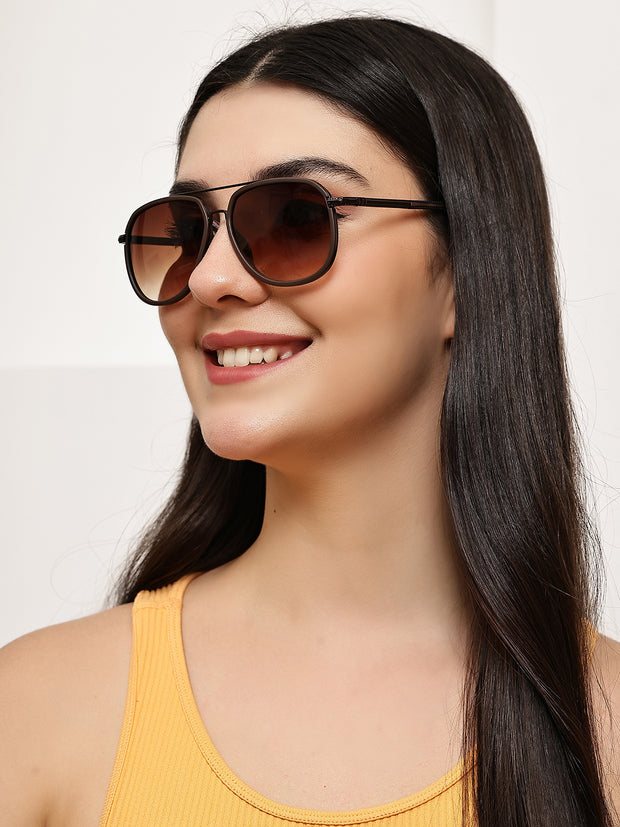 Stylish Unisex Brown Aviator Sunglasses