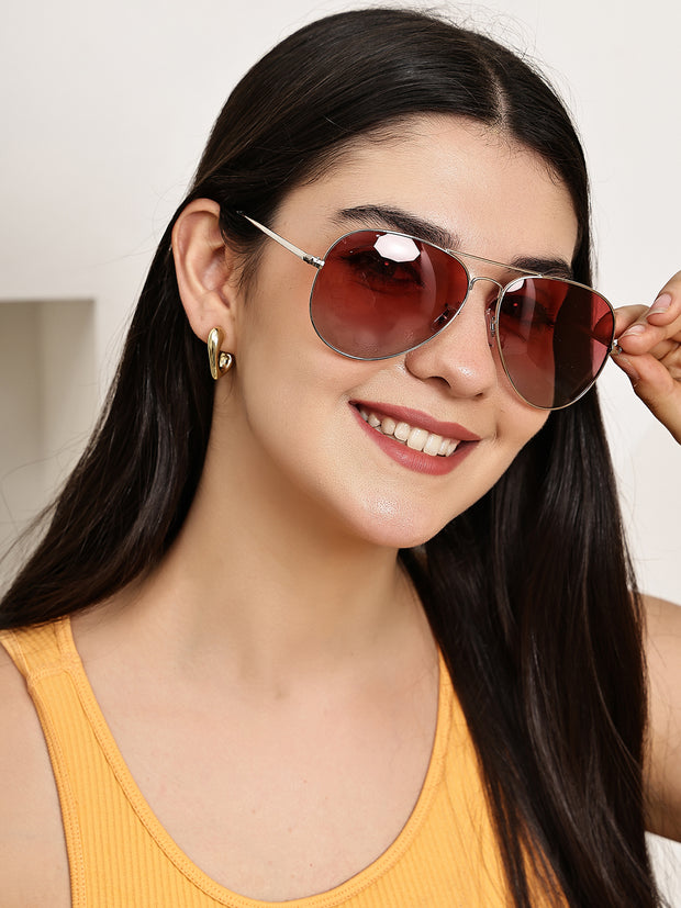 Unisex Red Polorized Aviator Sunglasses