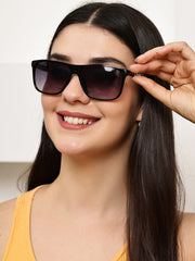 Unisex Black Rectangular Sunglasses with UV Protection