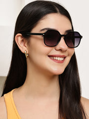 Classic Black UV-Protected Gradient Square Sunglasses for Unisex