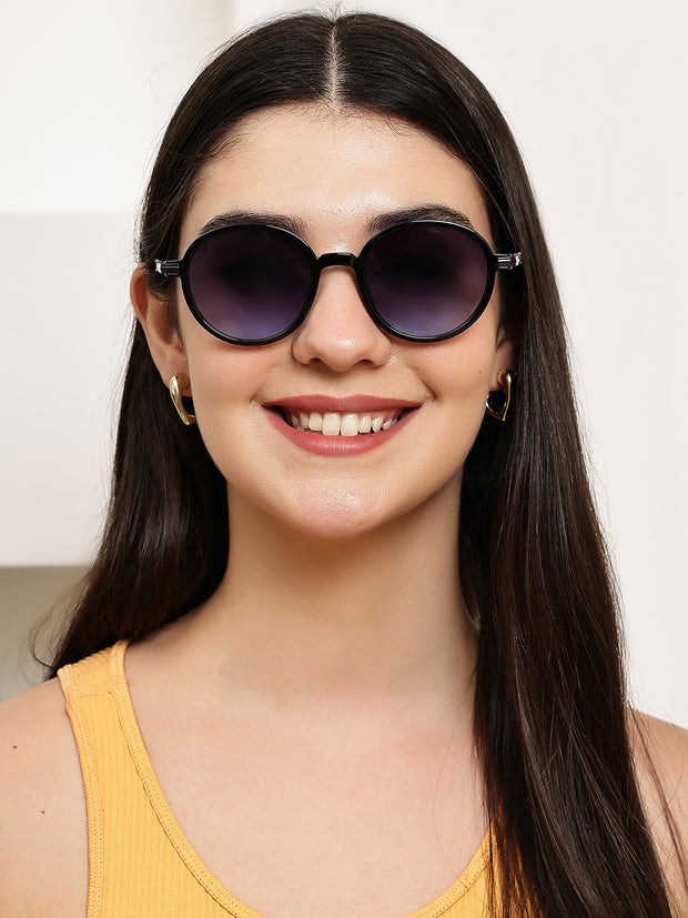 Unisex Blue Round Sunglasses with UV Protection